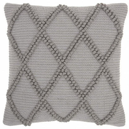 Light Gray Textured Lattice Throw Pillow