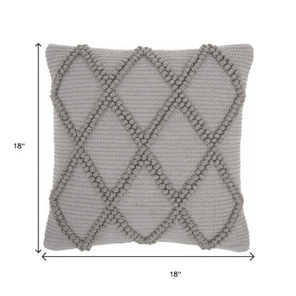 Light Gray Textured Lattice Throw Pillow