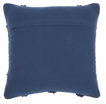 Navy Blue Textured Lattice Throw Pillow