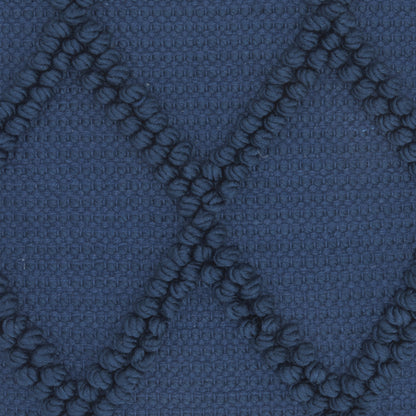 Navy Blue Textured Lattice Throw Pillow