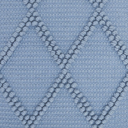 18" Blue Diamond Cotton Blend Throw Pillow with Texture