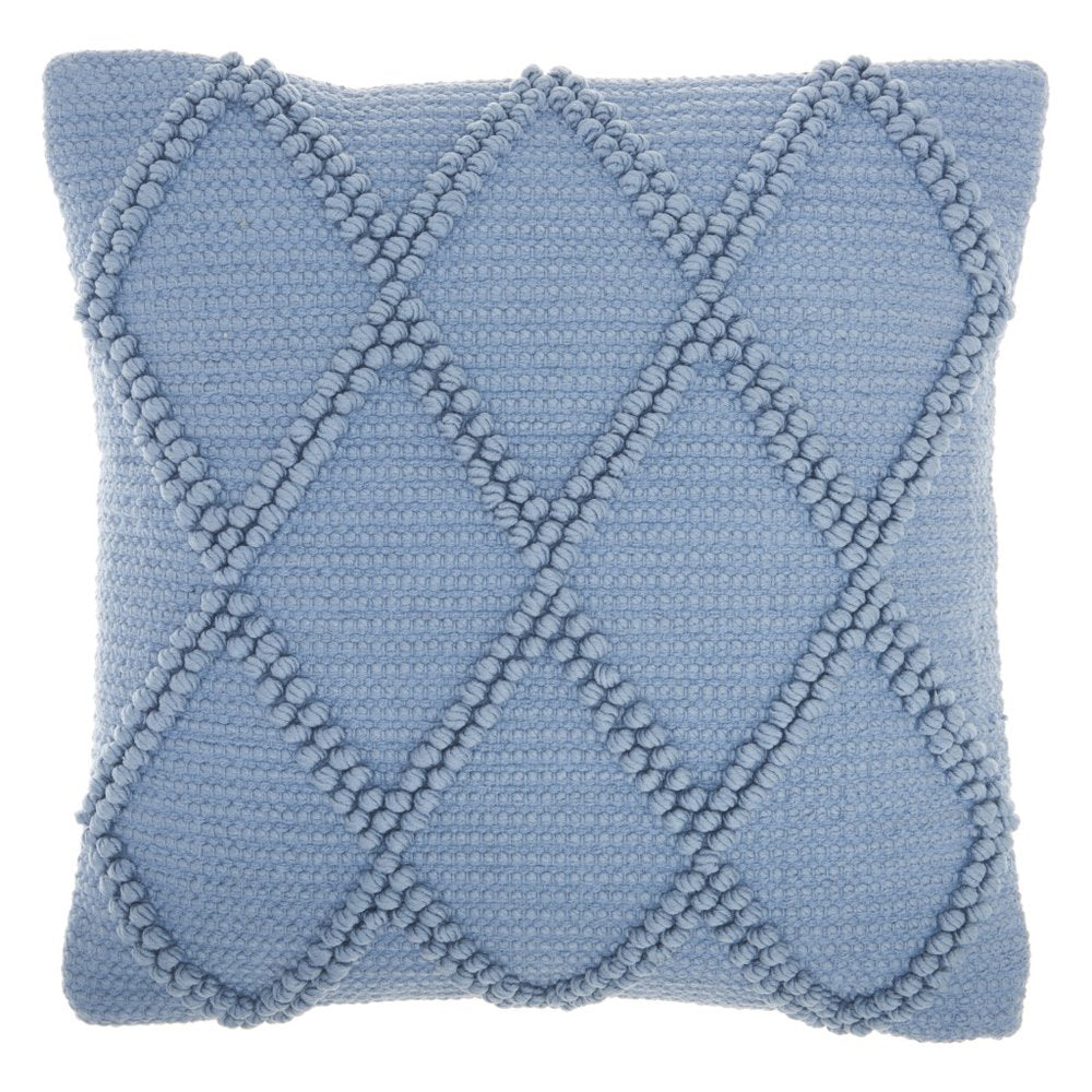 18" Blue Diamond Cotton Blend Throw Pillow with Texture