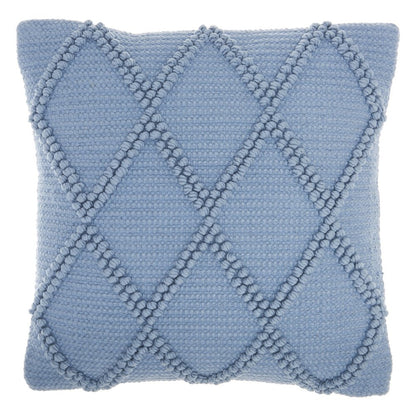 18" Blue Diamond Cotton Blend Throw Pillow with Texture