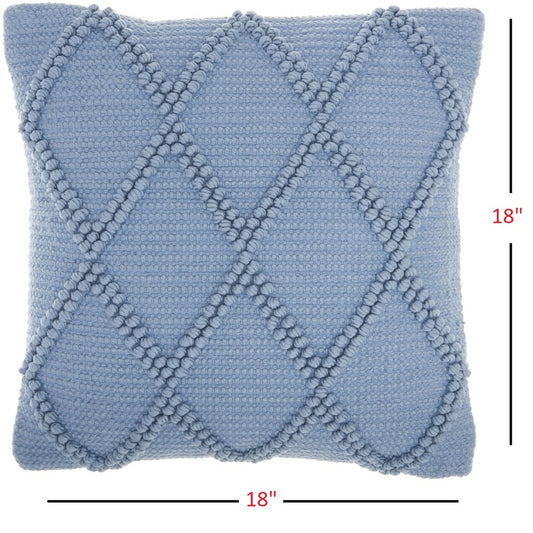 18" Blue Diamond Cotton Blend Throw Pillow with Texture