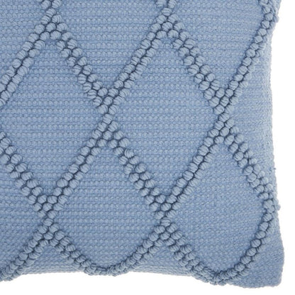 18" Blue Diamond Cotton Blend Throw Pillow with Texture