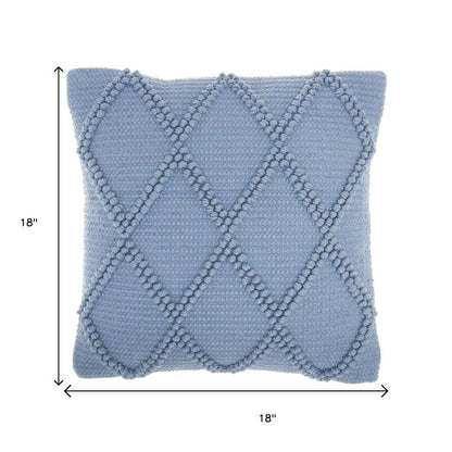 18" Blue Diamond Cotton Blend Throw Pillow with Texture