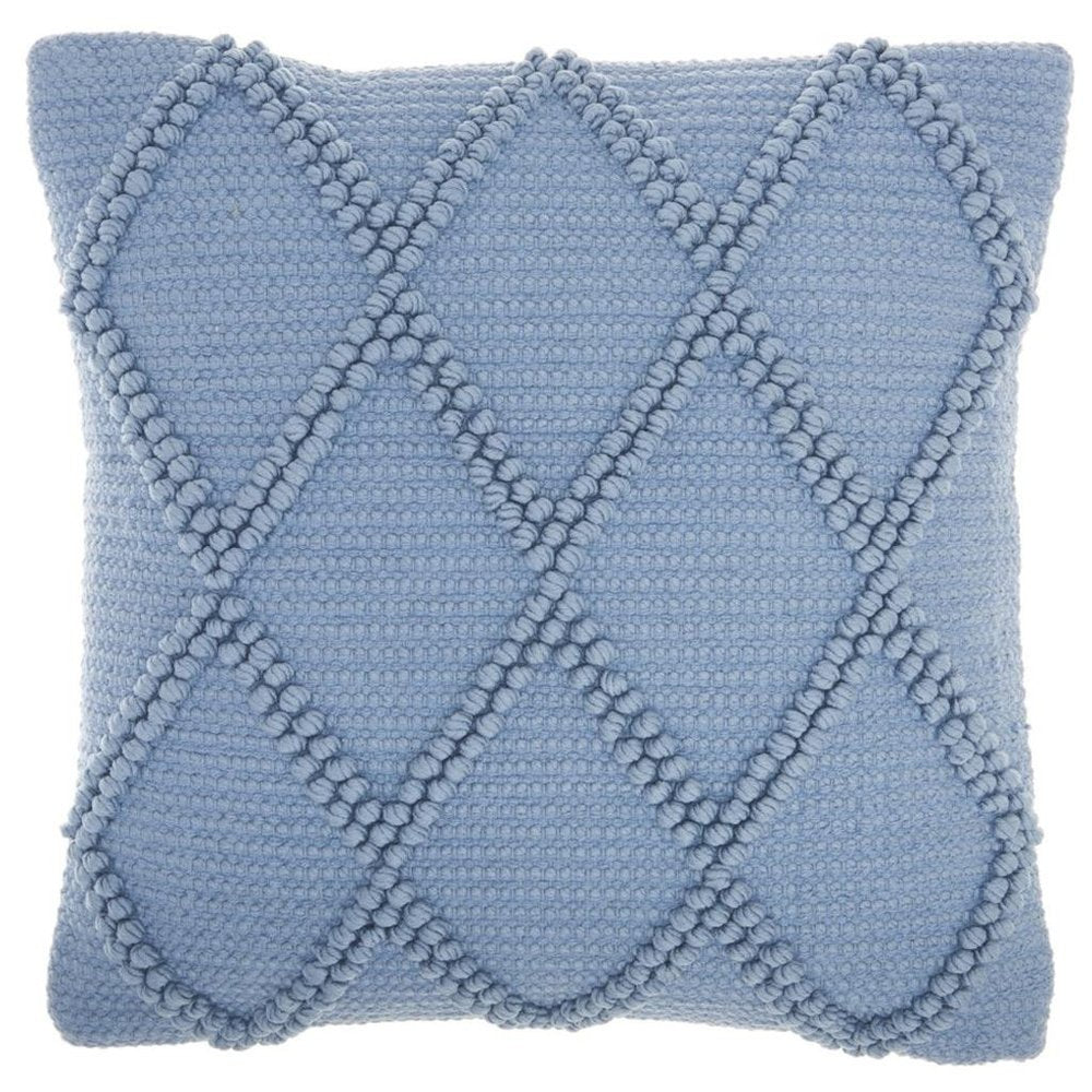 18" Blue Diamond Cotton Blend Throw Pillow with Texture