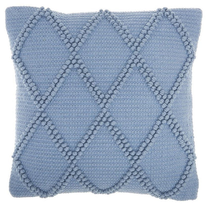 18" Blue Diamond Cotton Blend Throw Pillow with Texture