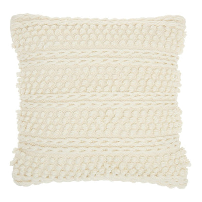 Ivory Textured Dots And Stripes Throw Pillow