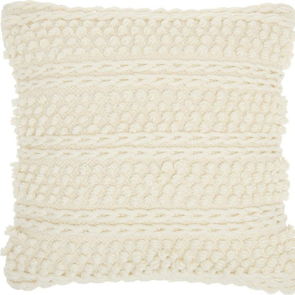 Ivory Textured Dots And Stripes Throw Pillow