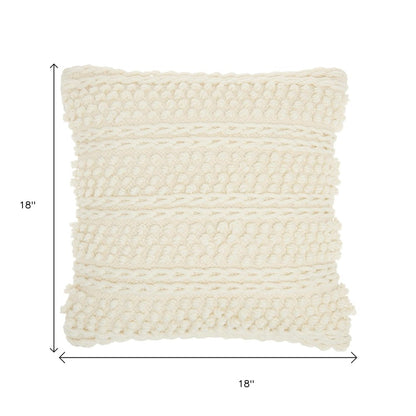 Ivory Textured Dots And Stripes Throw Pillow