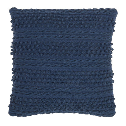 Navy Blue Textured Dots And Stripes Throw Pillow