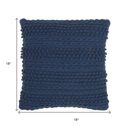 Navy Blue Textured Dots And Stripes Throw Pillow