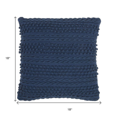 Navy Blue Textured Dots And Stripes Throw Pillow