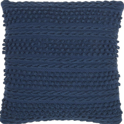 Navy Blue Textured Dots And Stripes Throw Pillow