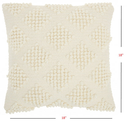 18" Ivory Textured Diamonds Throw Pillow