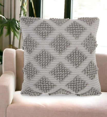 Light Gray Textured Diamonds Throw Pillow