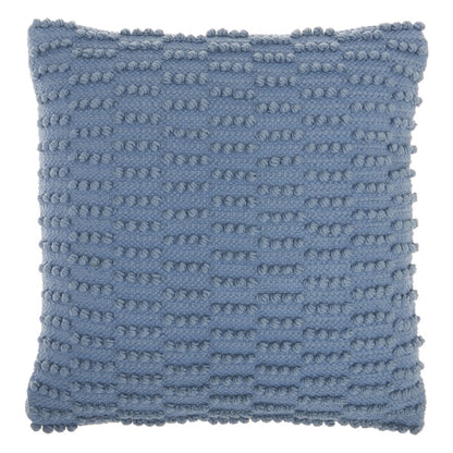 18" Blue Dot And Stripe Polyester and Cotton Blend Throw Pillow With Texture
