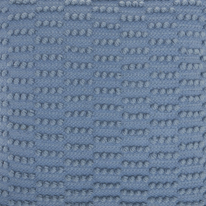 18" Blue Dot And Stripe Polyester and Cotton Blend Throw Pillow With Texture