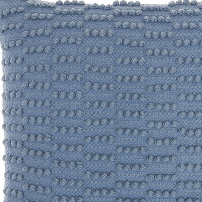 18" Blue Dot And Stripe Polyester and Cotton Blend Throw Pillow With Texture