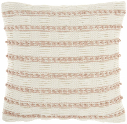 18" Blush Cotton Blend Throw Pillow