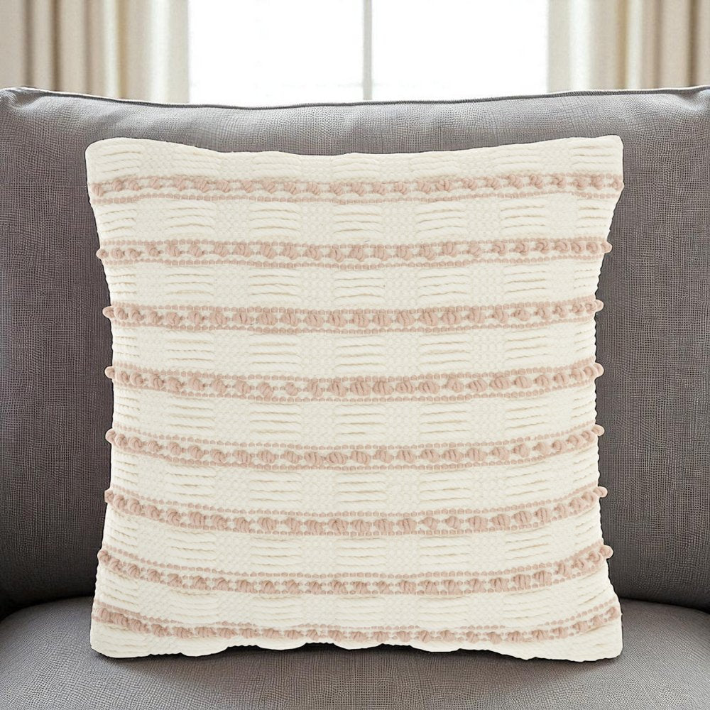 18" Blush Cotton Blend Throw Pillow