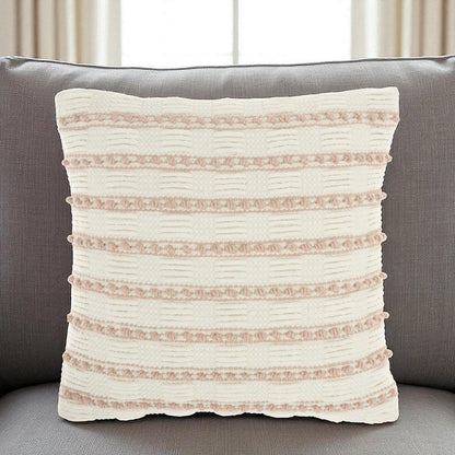 18" Blush Cotton Blend Throw Pillow