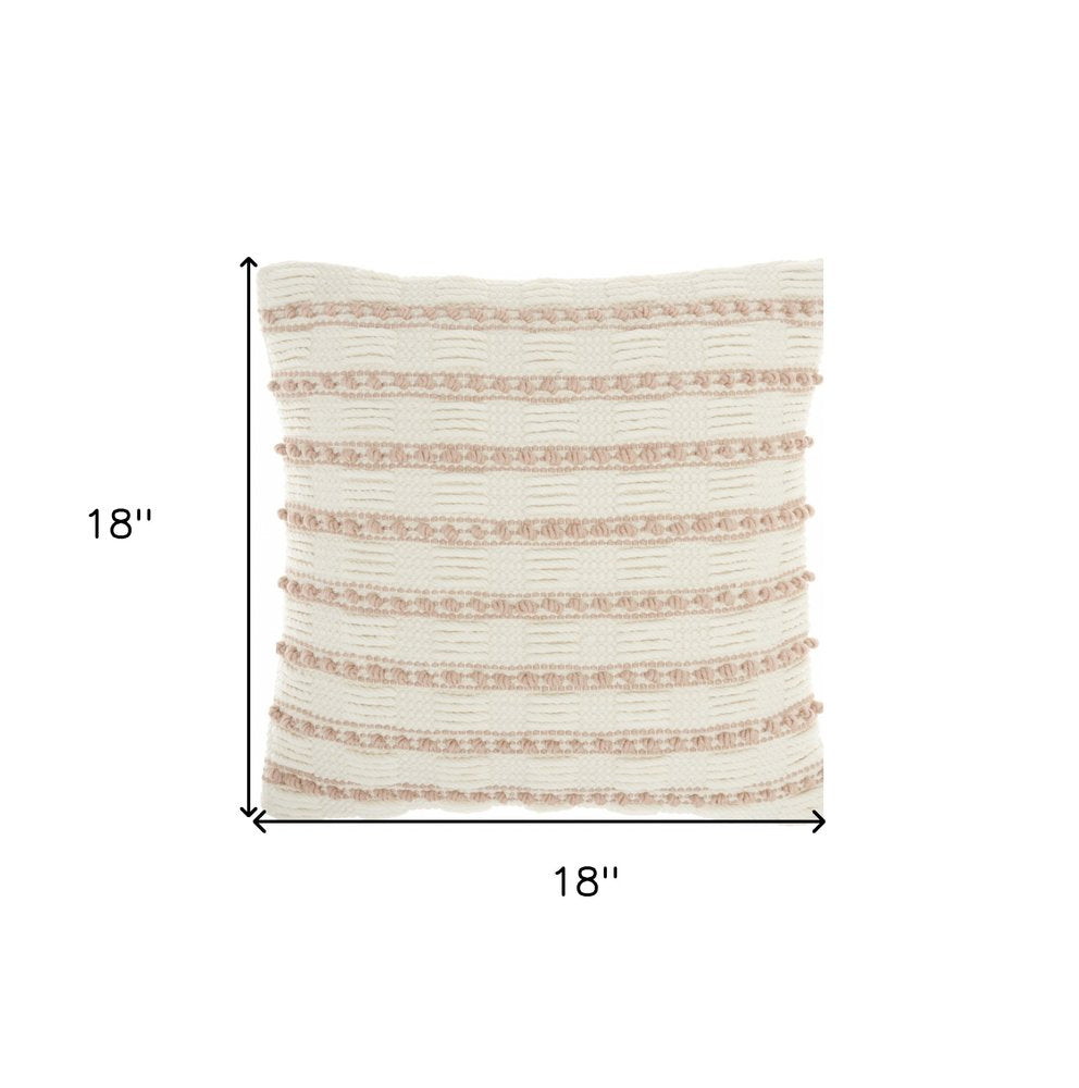 18" Blush Cotton Blend Throw Pillow