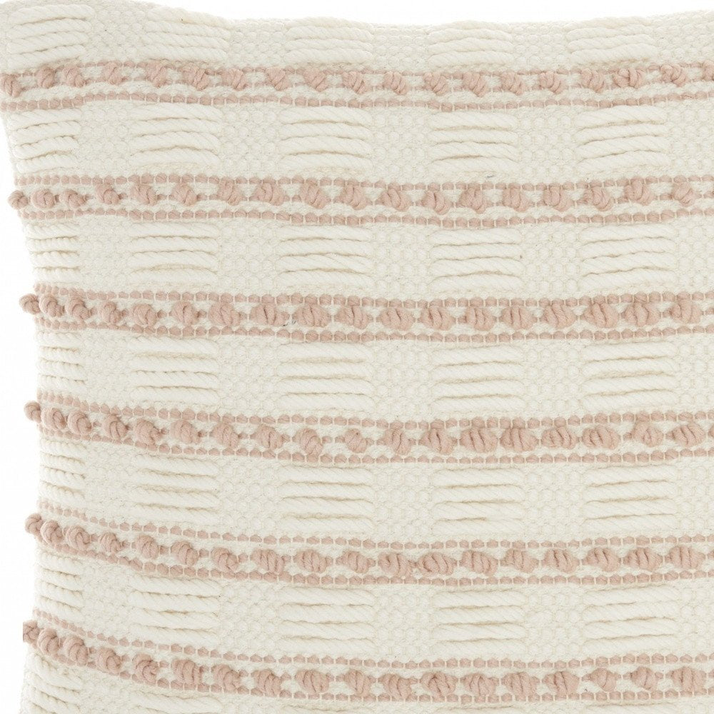 18" Blush Cotton Blend Throw Pillow