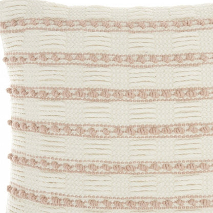 18" Blush Cotton Blend Throw Pillow