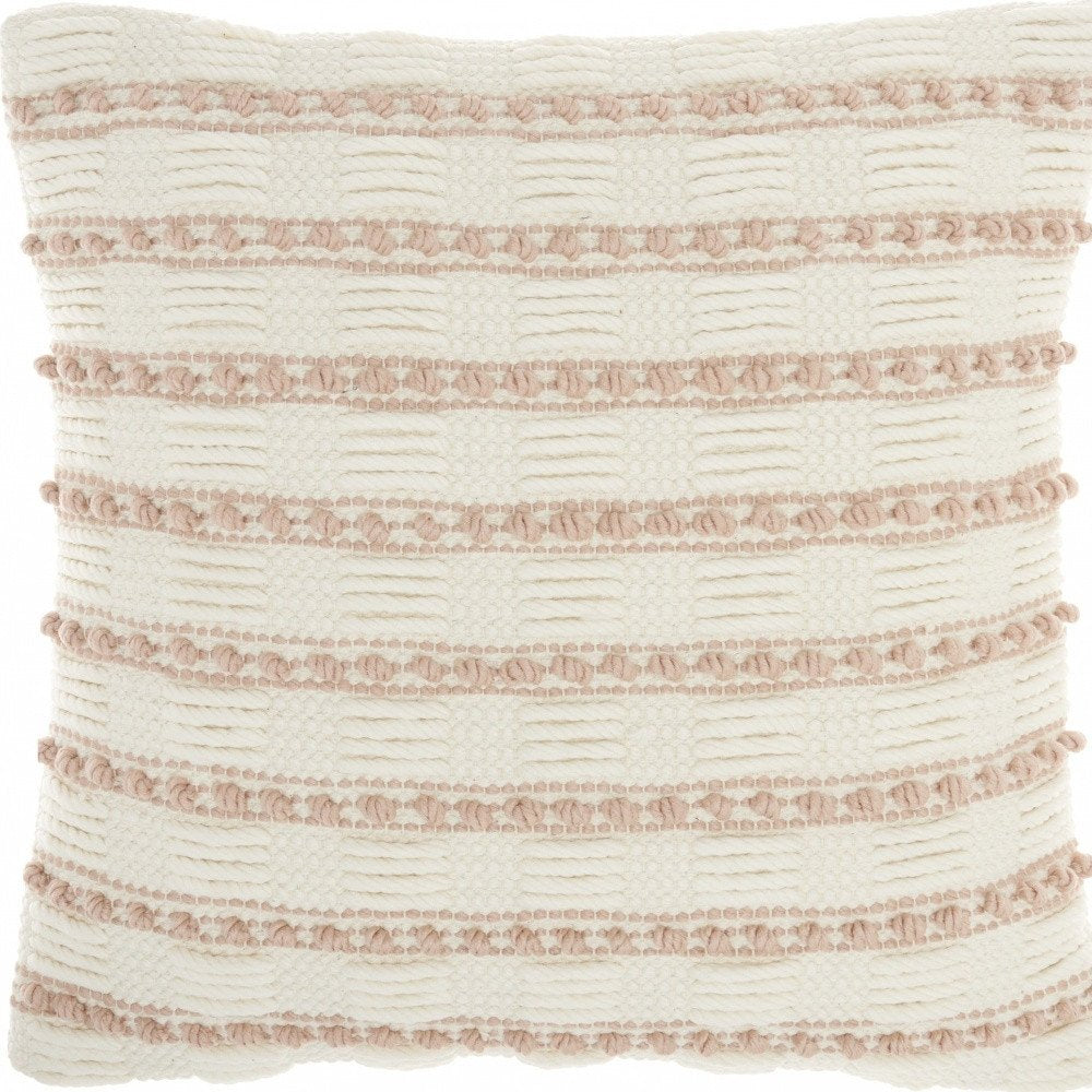 18" Blush Cotton Blend Throw Pillow