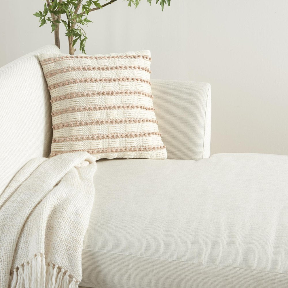 18" Blush Cotton Blend Throw Pillow
