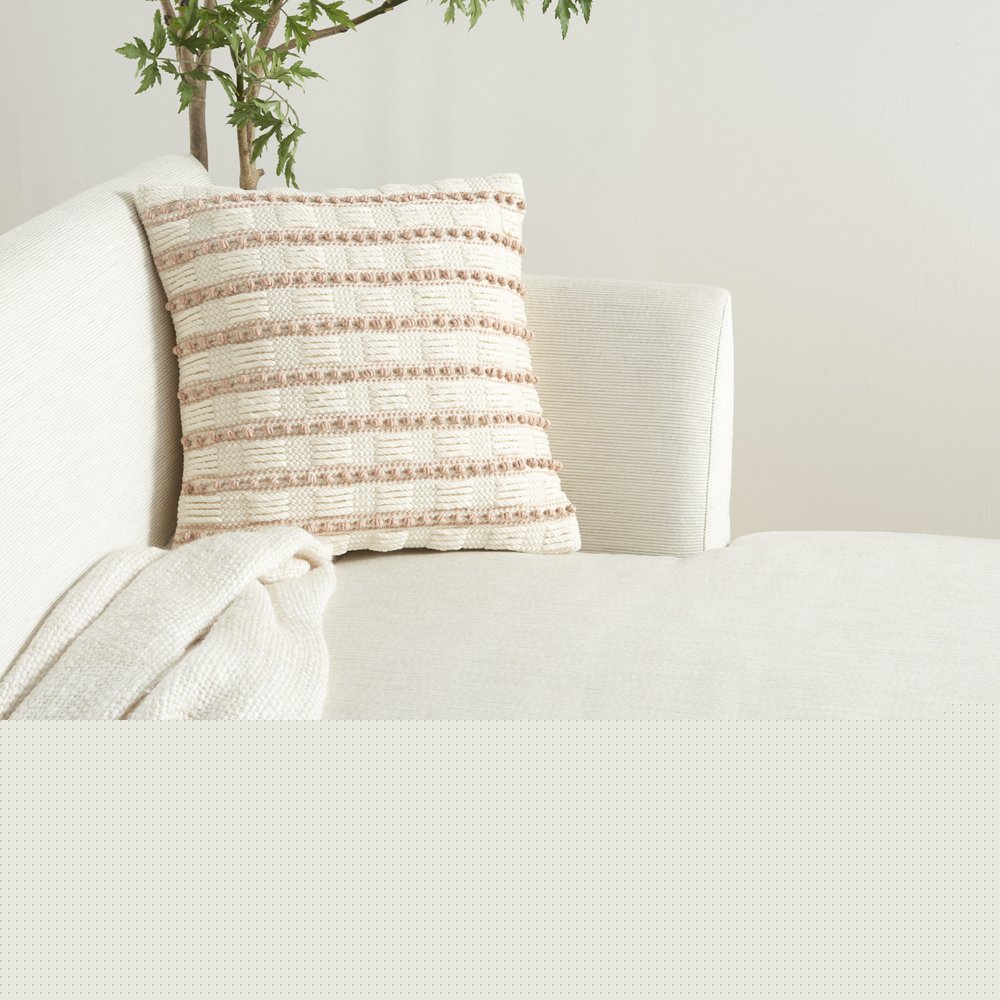 18" Blush Cotton Blend Throw Pillow