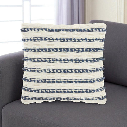 18" Navy Cotton Blend Throw Pillow