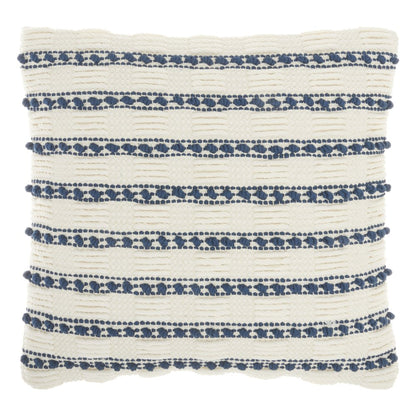 18" Navy Cotton Blend Throw Pillow