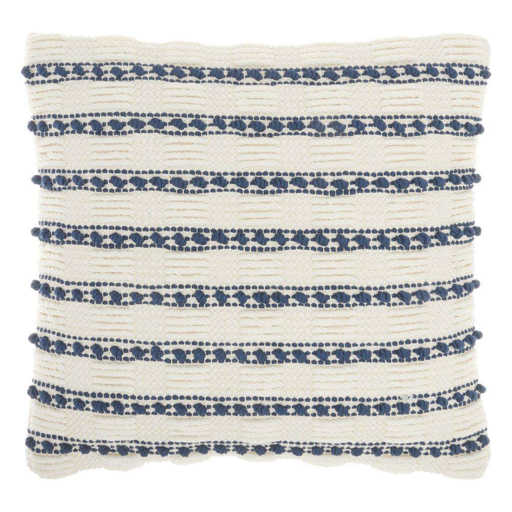18" Navy Cotton Blend Throw Pillow