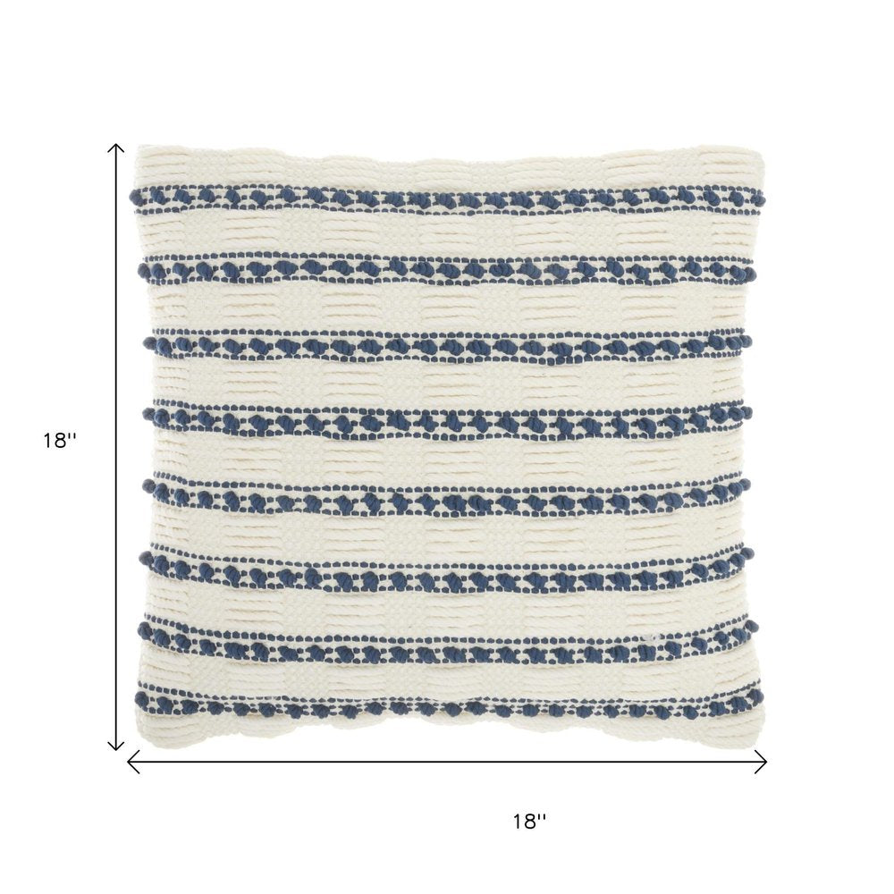 18" Navy Cotton Blend Throw Pillow