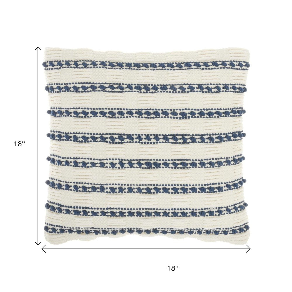18" Navy Cotton Blend Throw Pillow