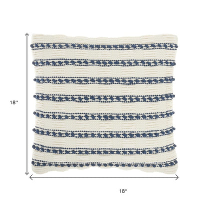 18" Navy Cotton Blend Throw Pillow