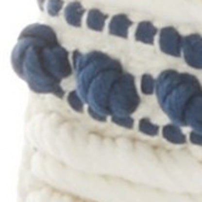 18" Navy Cotton Blend Throw Pillow