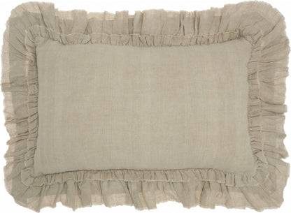 16" Beige Linen Throw Pillow