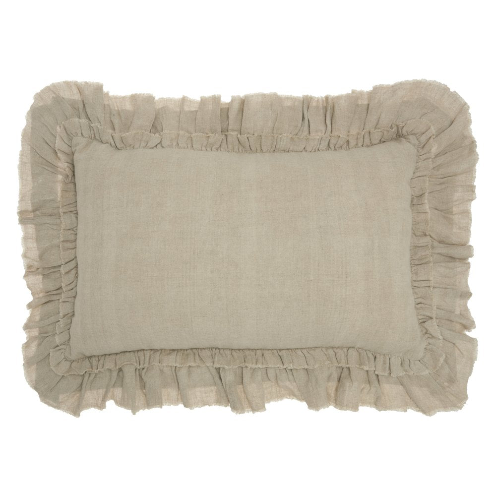 16" Beige Linen Throw Pillow