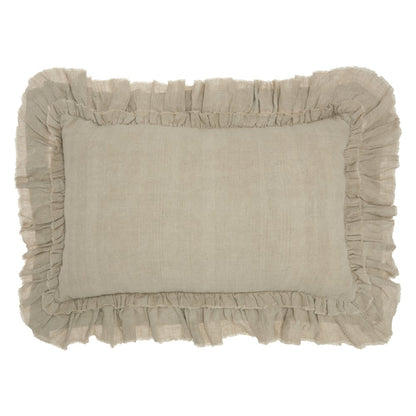 16" Beige Linen Throw Pillow