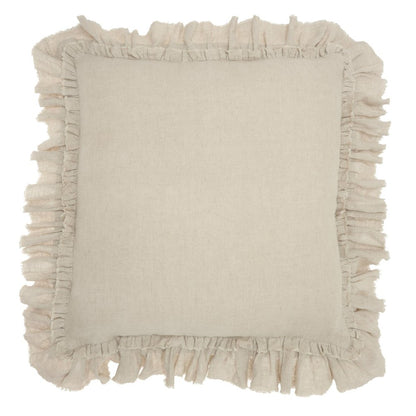 24" Beige Pillow With Ruffled Edges