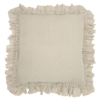 24" Beige Pillow With Ruffled Edges