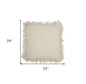 24" Beige Pillow With Ruffled Edges
