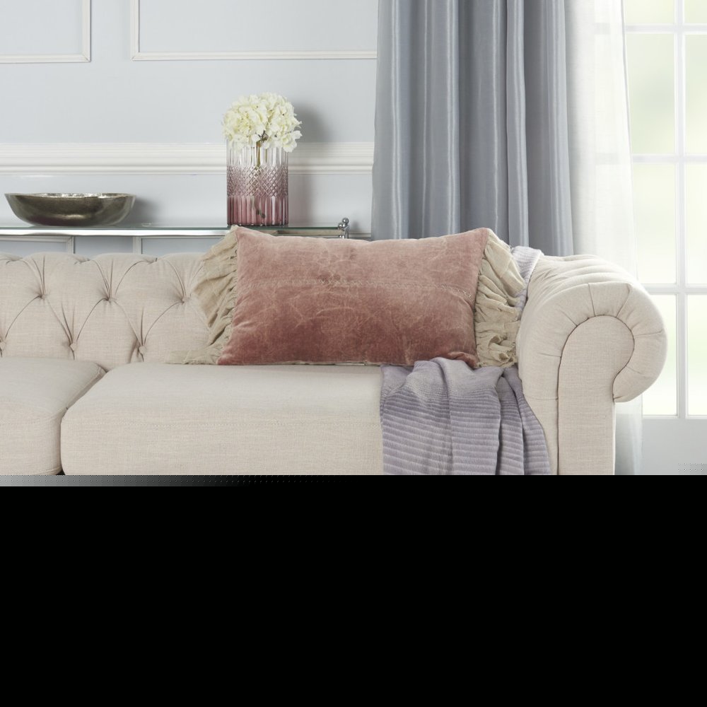 Wide Tasseled Marble Pink Lumbar Pillow