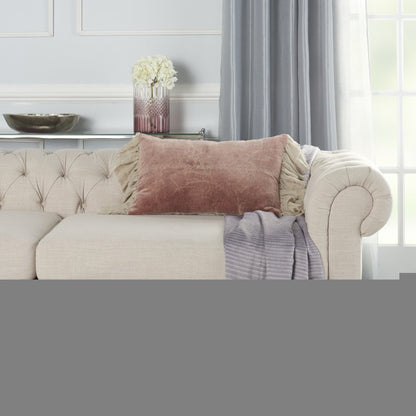 Wide Tasseled Marble Pink Lumbar Pillow
