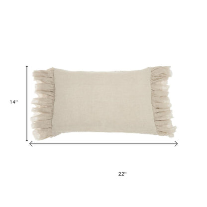 Wide Tasseled Marble Maroon Lumbar Pillow
