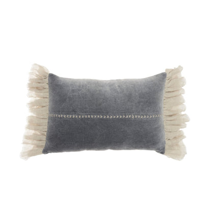14" X 22" Steel Blue Pillow With Tassels Edges